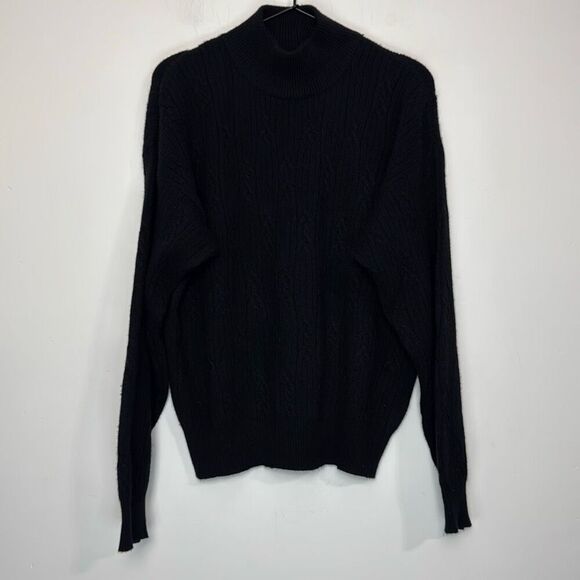 Searle Blatt Black Vintage Turtleneck Cashmere Sweater L - Picture 1 of 4